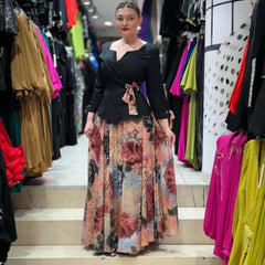 💖Elegante vestido de mujer con mangas abullonadas y volante.