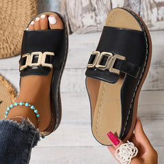 Sandalias de cuña cómodas sin cordones para mujer