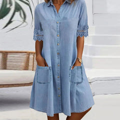 Vestido vaquero azul liso
