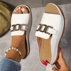 Sandalias de cuña cómodas sin cordones para mujer