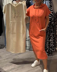 💥🔥👗[S-5XL]2025 Nuevo Vestido Sudadera Suelto y Cómodo de Verano de Talla Grande