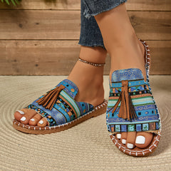 🔥Último día 50% de descuento - Sandalias planas con borlas cómodas para mujer