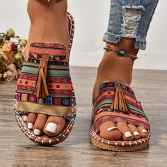 🔥Último día 50% de descuento - Sandalias planas con borlas cómodas para mujer