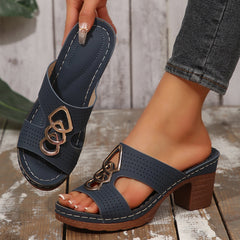 🔥Rebaja 50% - Sandalias de plataforma de tacón alto de piel para mujer con función ortopédica