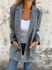 Blazer casual de cuadros con solapas