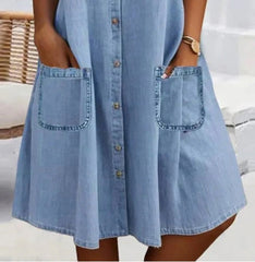 Vestido vaquero azul liso