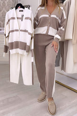 Suéter de punto de moda en color contrastante, conjunto de dos piezas.